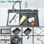 Waterfall Kitchen Sink with Digital Display, Stainless Steel