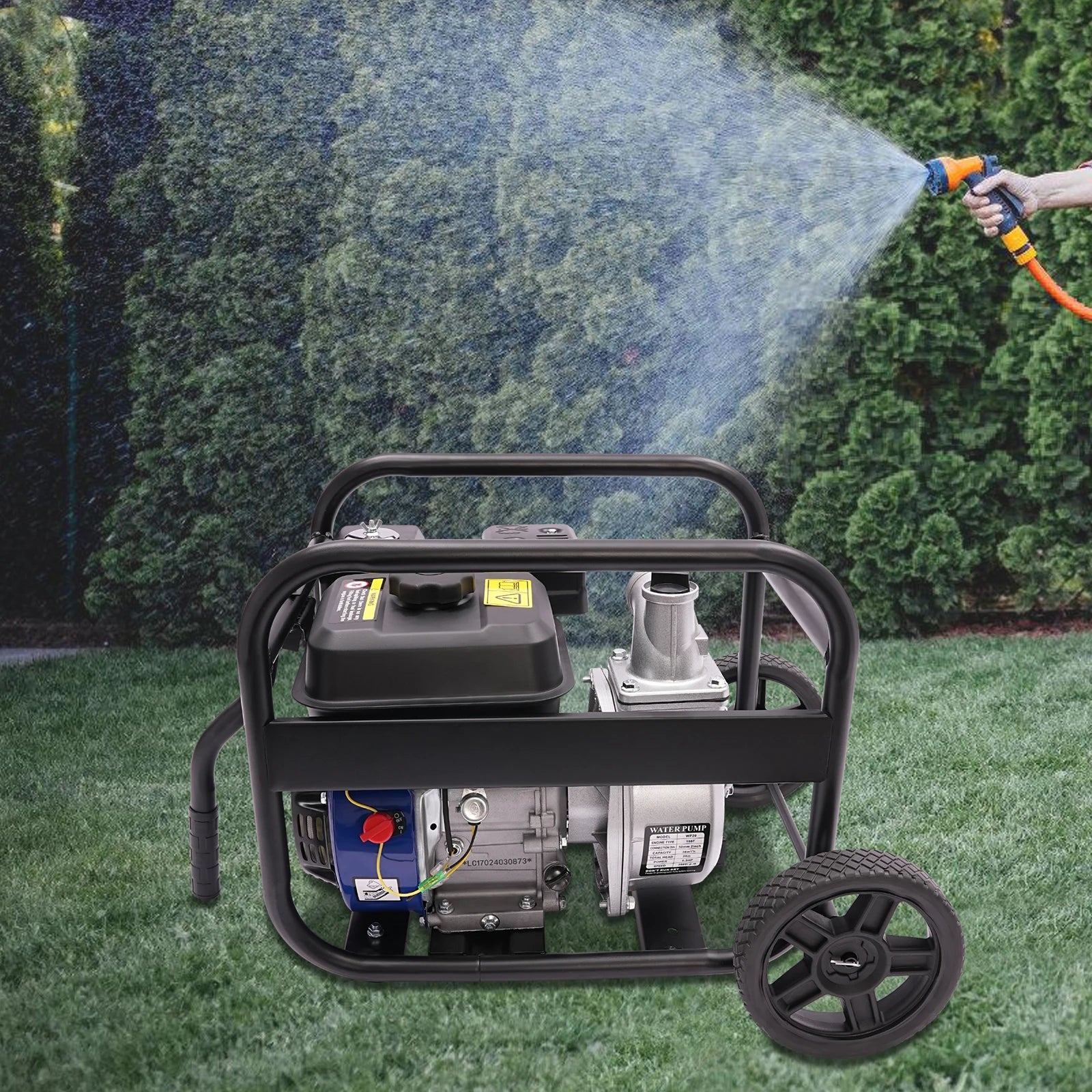 6.5 HP Gasoline Water Pump with Handle and Wheels for Agricultural Irrigation and Drainage