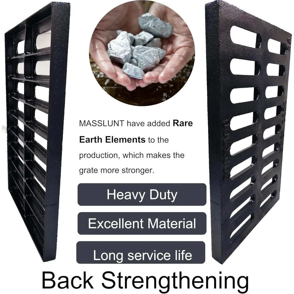 Cast Iron Trench Drain Grate 20x12 Inch, C-Class Heavy Duty Black Rectangular Sewer Cover