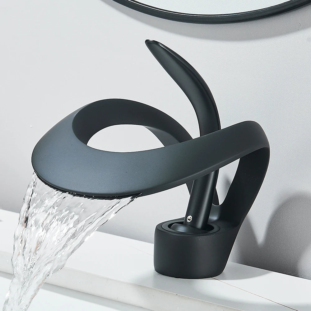 Waterfall Basin Faucet Single Handle Solid Brass