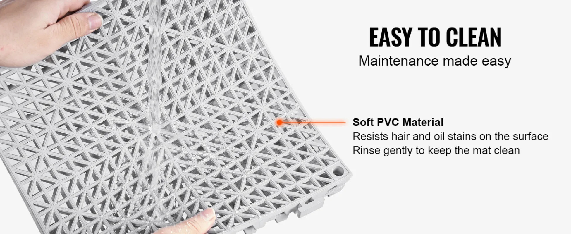 Interlocking Drainage Floor Tiles 12x12 Inch, Soft PVC Non-Slip Gray, 50-Piece Set