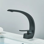Single-Hole Basin Mixer Tap, Solid Brass Deck-Mounted in Matte Black