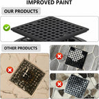 4 Inch Low-Profile Square Shower Drain Kit, Matte Black 304 Stainless Steel with ABS Flange