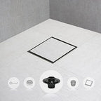6 Inch Square Shower Drain with Tile Insert Stealth Cover, Stainless Steel