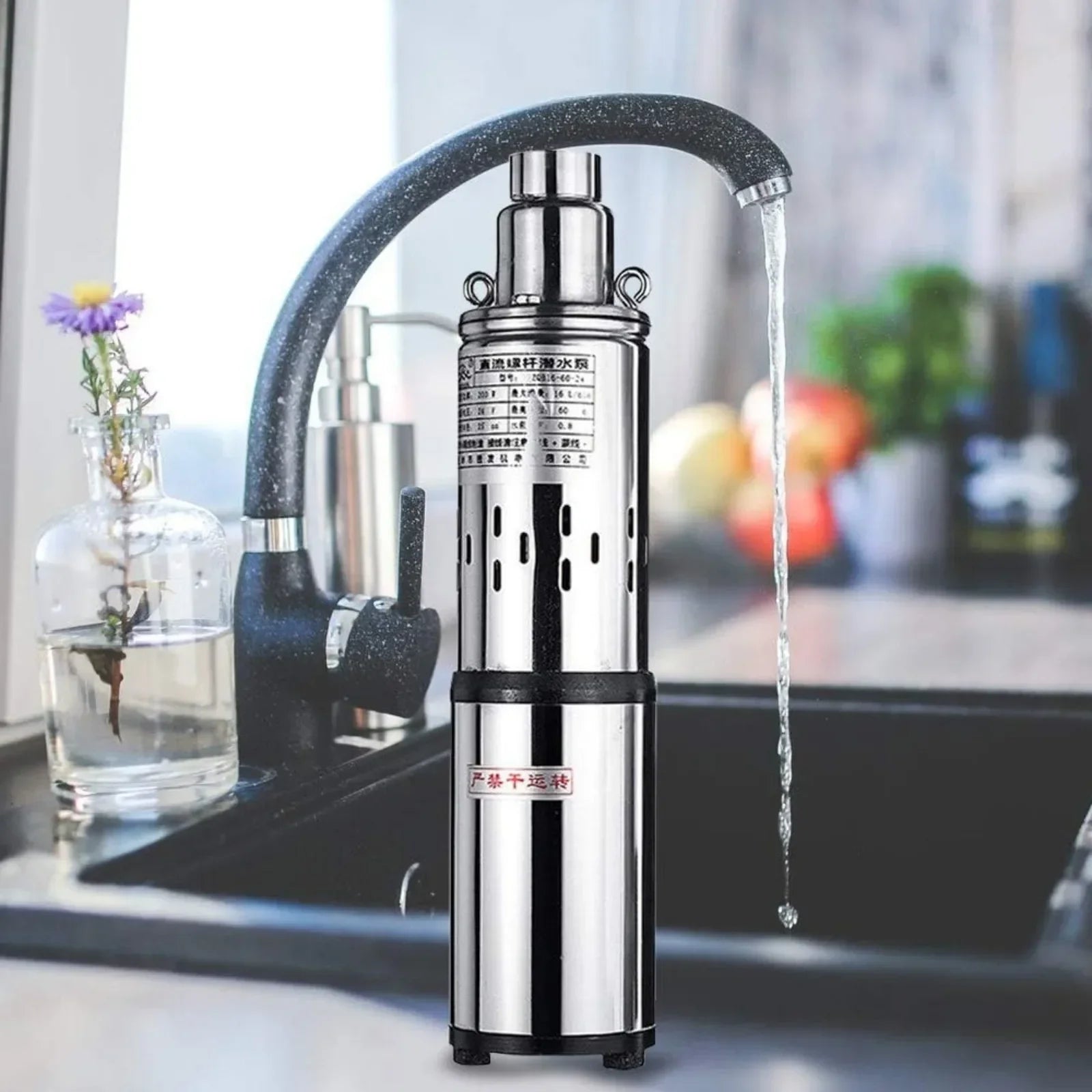 Submersible Deep Well Pump 200 W, 76 mm Diameter, 30 M Head, 16 L/Min for Garden Drainage