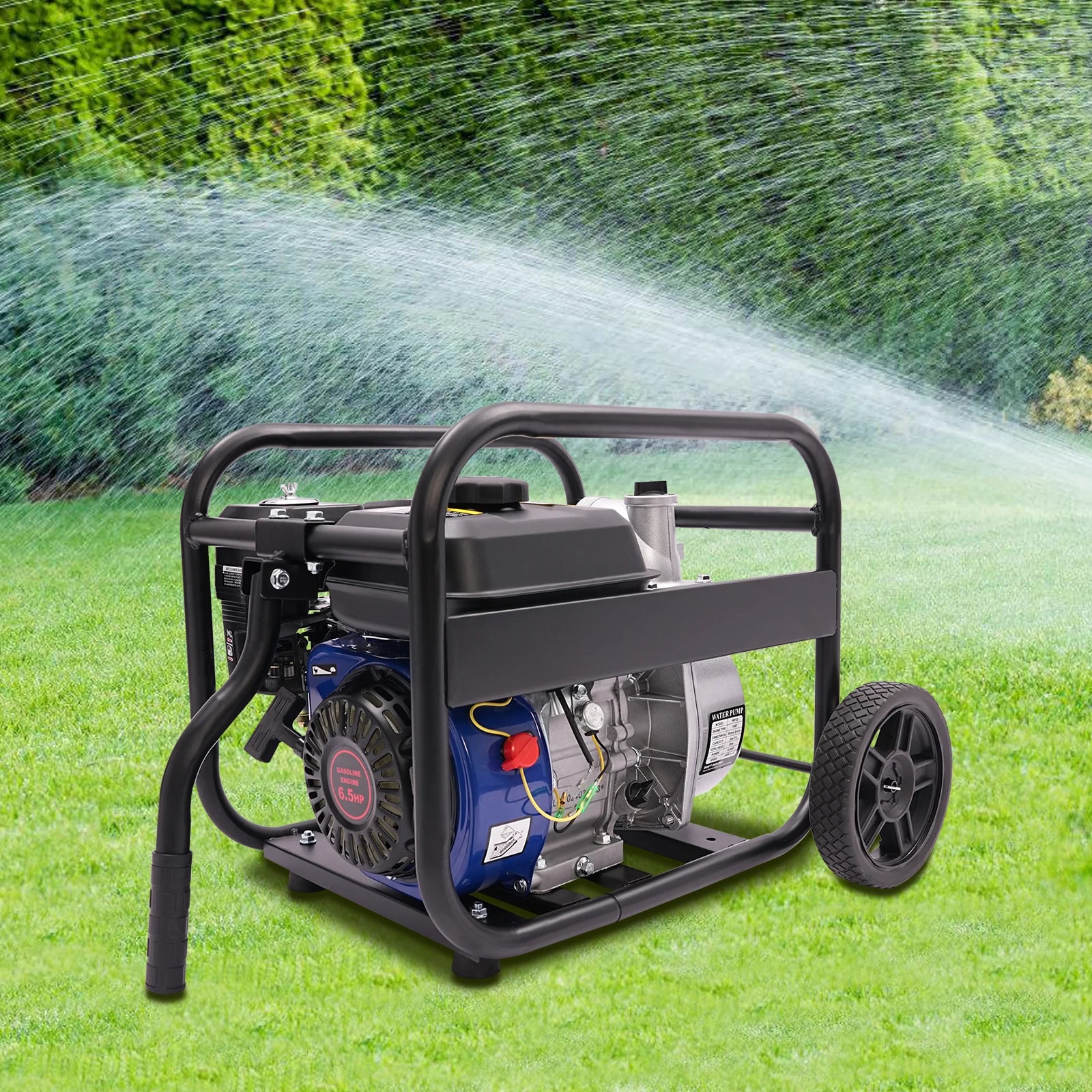 6.5 HP Gasoline Water Pump with Handle and Wheels for Agricultural Irrigation and Drainage