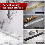 24 Inch Linear Shower Drain, Brushed Stainless Steel V-Shape Floor Drain, cUPC Certified