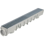 Deep Profile Channel Drain Kit 5 Inch with Galvanized Steel Grates, End Caps and Outlet, 39 In