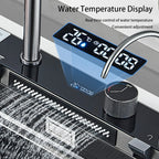 Waterfall Kitchen Sink with Digital Display, Stainless Steel