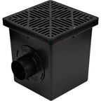 12 Inch Square Catch Basin Drain Kit with Two Openings, Adapters, Outlet Plug and Plastic Grate for Lawn