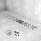 32 Inch Linear Shower Drain with Removable Grate and Adjustable Feet, Brushed Stainless