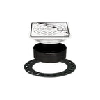 4 Inch Square Shower Drain Kit with Integrated Bonding Flange, Chrome