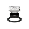 4 Inch Square Shower Drain Kit with Integrated Bonding Flange, Chrome