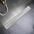 24 Inch Linear Shower Drain, Brushed Stainless Steel V-Shape Floor Drain, cUPC Certified