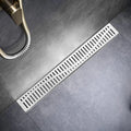 24 Inch Linear Shower Drain, Brushed Stainless Steel V-Shape Floor Drain, cUPC Certified