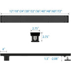36 Inch Linear Shower Drain, Matte Black Side Outlet with Tile Insert and Hair Strainer