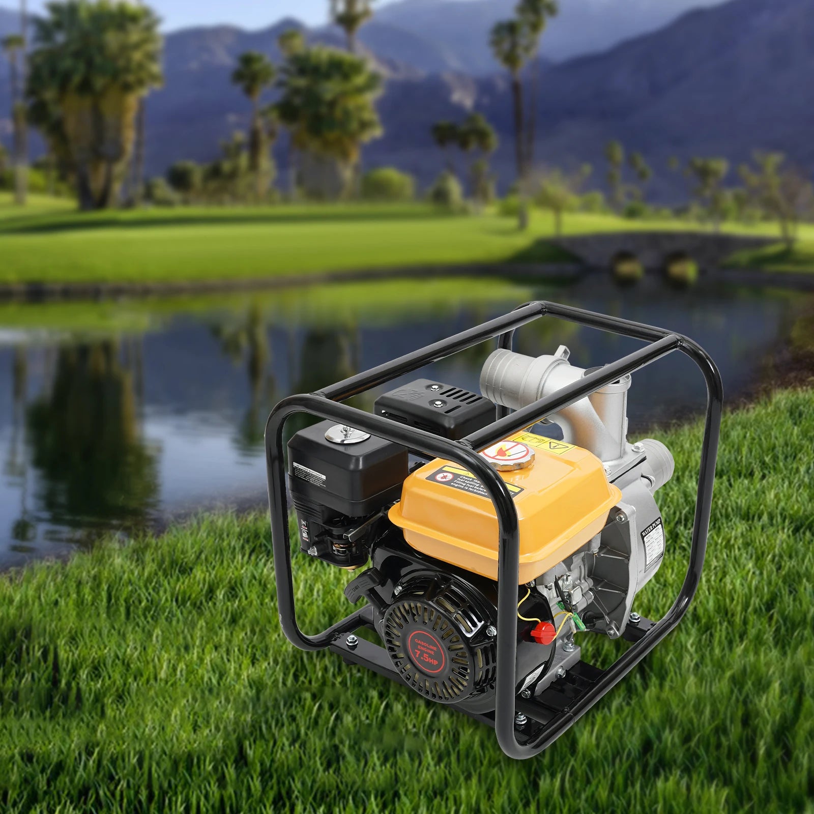 7.5 HP 4-Stroke Gasoline Water Pump, 3 Inch Inlet and Outlet for Irrigation and Drainage