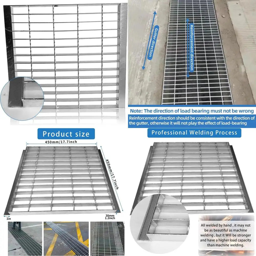 Galvanized Steel Outdoor Drain Cover 18x18 Inch Square with Base, Silver