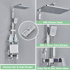 4-Way Thermostatic Shower Faucet with Digital Display and Shelf