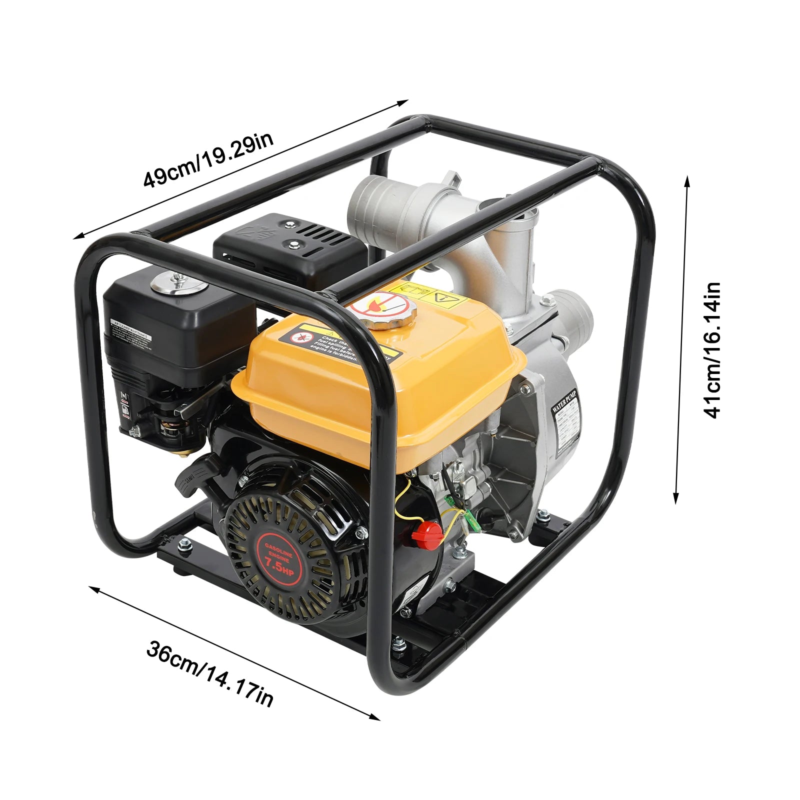 7.5 HP 4-Stroke Gasoline Water Pump, 3 Inch Inlet and Outlet for Irrigation and Drainage