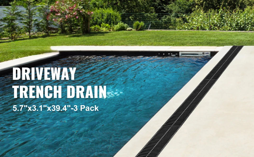 HDPE Trench Drain with Plastic Grate, Class B, 3 or 5 Pack