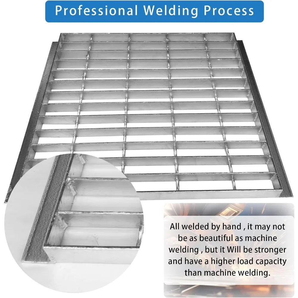 Galvanized Steel Outdoor Drain Cover 18x18 Inch Square with Base, Silver
