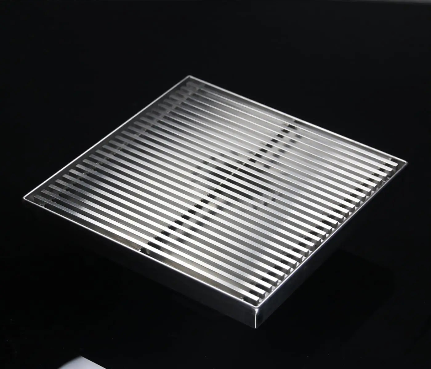 8 Inch Square Shower Drain, Brushed Nickel Wedge Wire Grate 304 Stainless Steel with Hair Strainer
