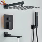 Concealed Rain and Waterfall Shower System with Tub Spout