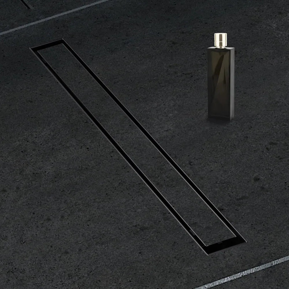 12 Inch Linear Shower Drain, Matte Black Tile Insert 304 Stainless Steel with Hair Strainer