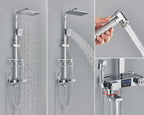 4-Way Thermostatic Shower Faucet with Digital Display and Shelf