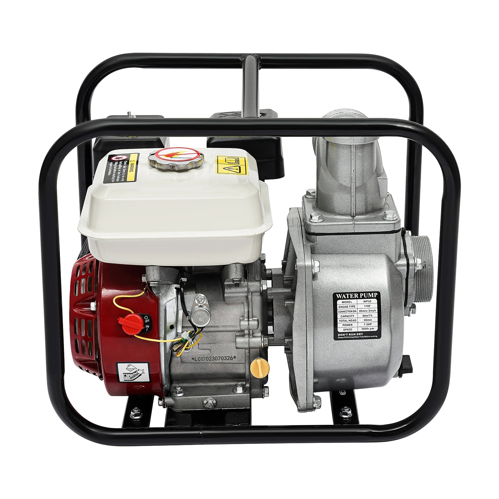 7.5 HP 4-Stroke Gasoline Water Transfer Pump, 1.18 In Suction for Farm Irrigation and Drainage