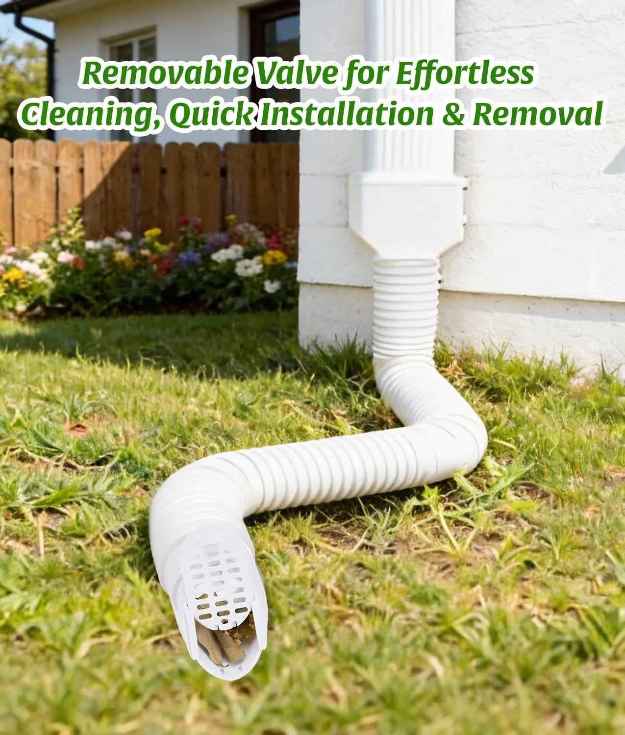 Gutter Downspout Extension Hose Guard 2-Pack, White for Standard 4 Inch Circular Threaded Downspouts