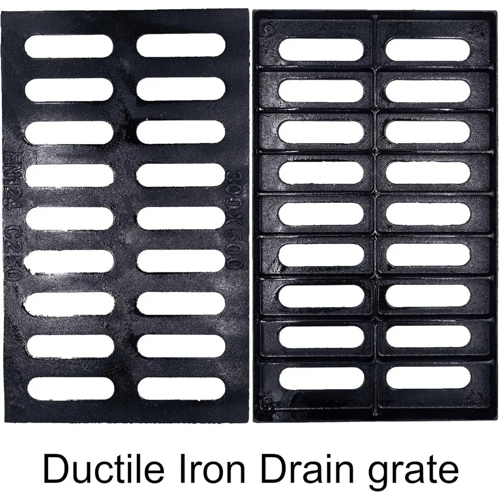 Cast Iron Trench Drain Grate 20x12 Inch, C-Class Heavy Duty Black Rectangular Sewer Cover