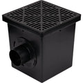 12 Inch Square Catch Basin Drain Kit with Two Openings, Adapters, Outlet Plug and Plastic Grate for Lawn