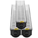 HDPE Trench Drain System 3x39 Inch with Metal Grate, 5.9x5.1 In Channel for Garage and Driveway