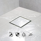 6 Inch Square Shower Drain with Tile Insert Stealth Cover, Stainless Steel