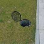 Round Dome Drainage Grate with Frame, Overflow Relief Gully for Garden, Yard and Lawn