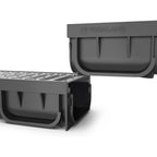 4 Inch Trench Drain Channel 39.4 In Sections with Galvanized Steel Grating, Set of 5