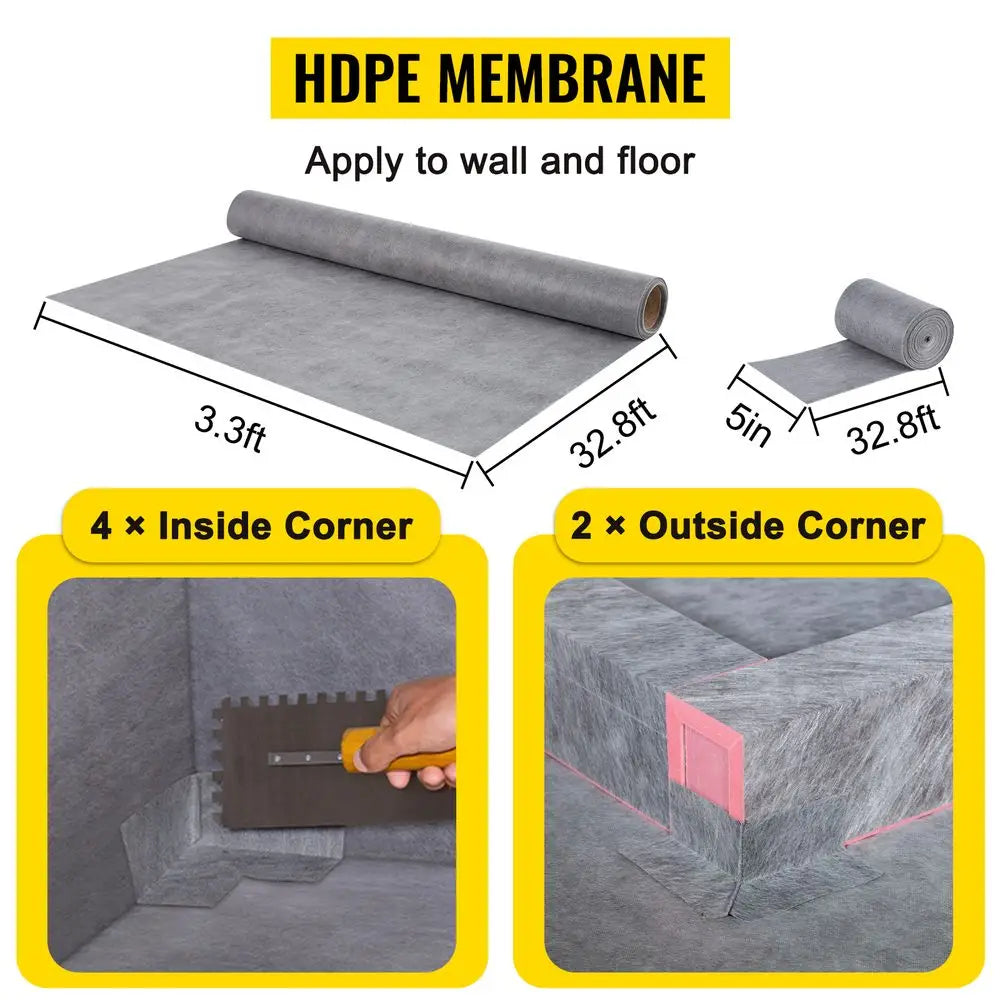 Adjustable Watertight Shower Curb 38x60 in with PVC Flange and Steel Drain Cover
