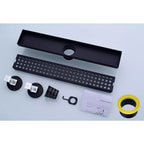 16 Inch Linear Shower Drain, Matte Black with Removable Grid, Adjustable Feet and Hair Strainer