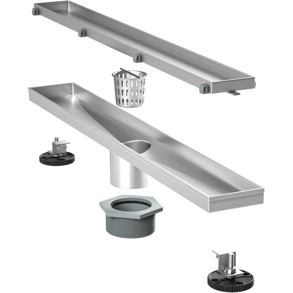 36 Inch Linear Shower Drain, 304 Stainless Steel Fast Drainage with Tile Insert and Hair Strainer