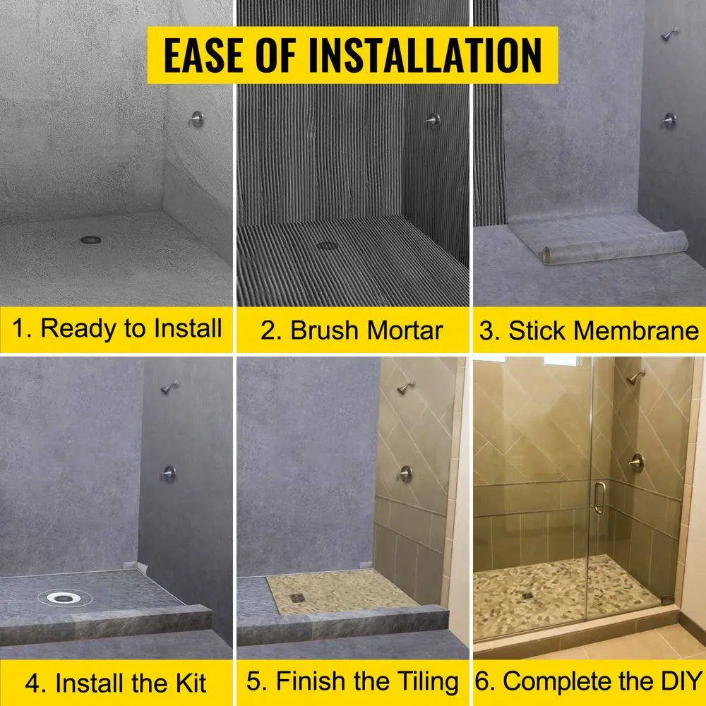 Adjustable Watertight Shower Curb 38x60 in with PVC Flange and Steel Drain Cover