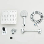 Rain Shower Head Combo 8–12 Inch with Adjustable Extension Arm and 3-Way Handheld Spray