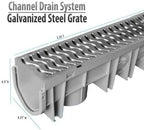 Heavy-Duty Channel Drain with Steel Grate, 3-Pack for Driveway and Trench Water Management