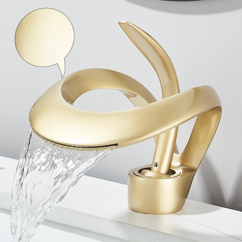 Waterfall Basin Faucet Single Handle Solid Brass