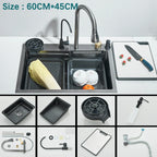 Waterfall Kitchen Sink with Digital Display, Stainless Steel