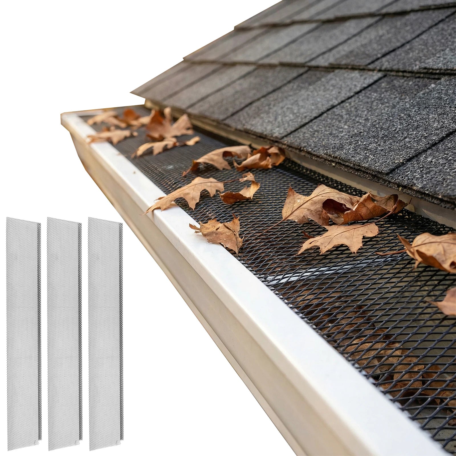 Micro Mesh Gutter Guard Roll, 70-Piece Stainless Steel Leaf Filter for Downspouts