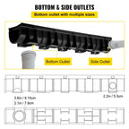 HDPE Trench Drain System 6x39 Inch with 6 End Caps, Black for Driveway and Garden