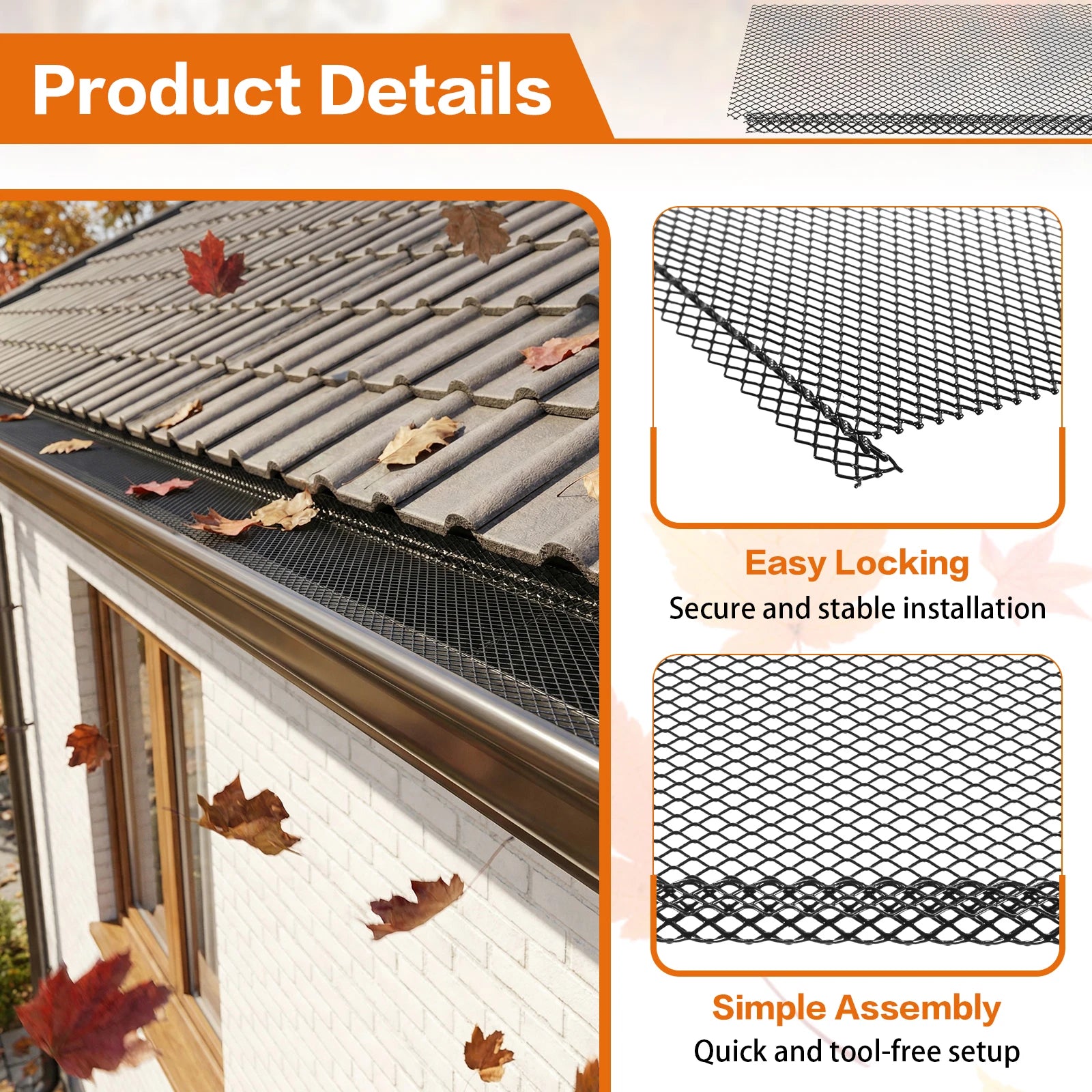 Micro Mesh Gutter Guard Roll, 70-Piece Stainless Steel Leaf Filter for Downspouts