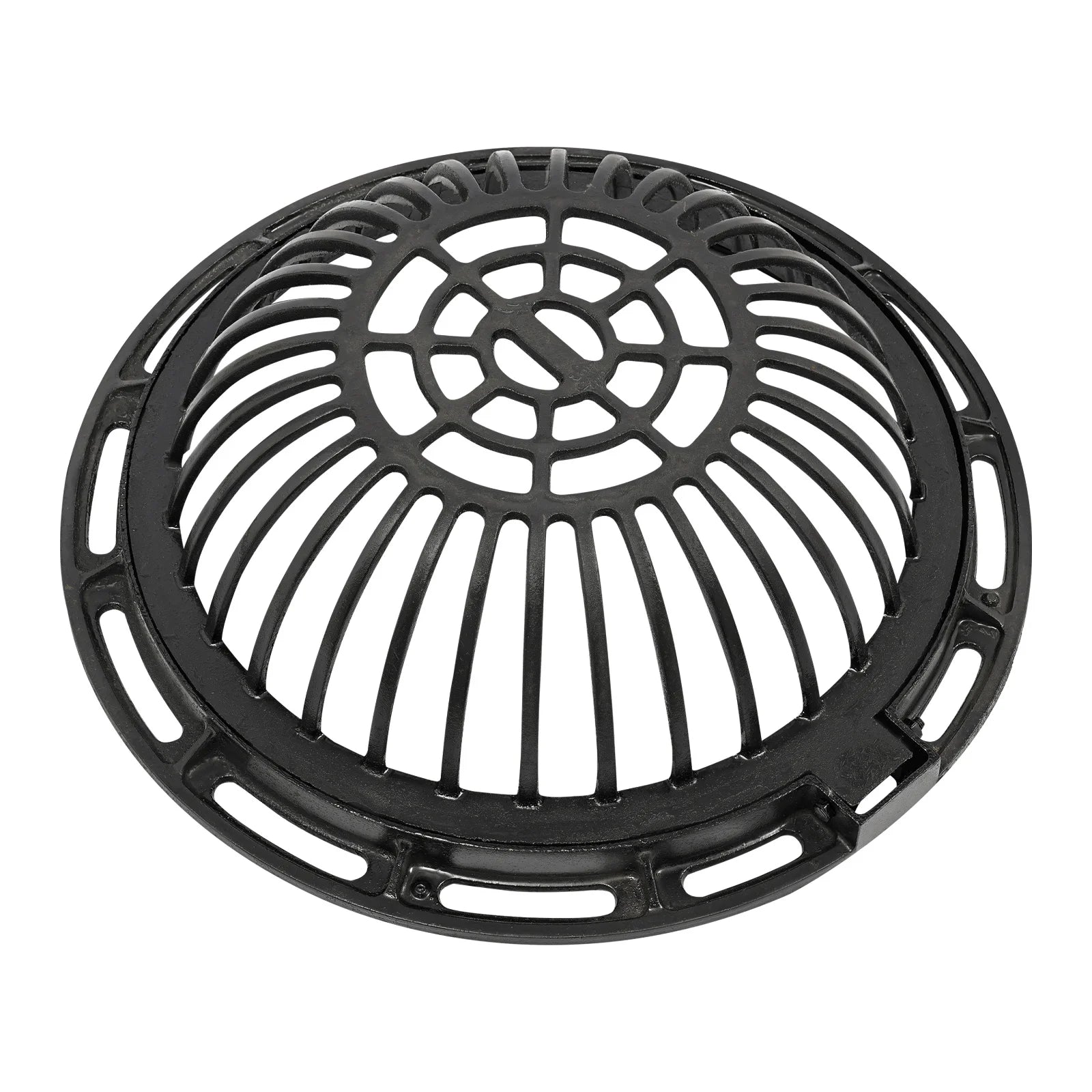 Round Dome Drainage Grate with Frame, Overflow Relief Gully for Garden, Yard and Lawn